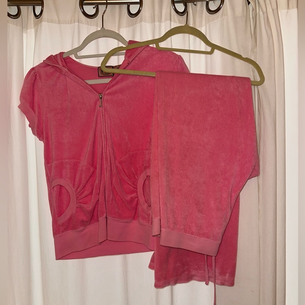 Pink Velour Juicy Terry Set / Small Bottoms Large Top
